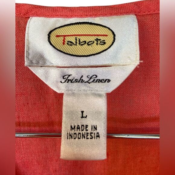Talbots Coral Long Sleeve 100% Irish Linen Top Size L - Picture 8 of 8